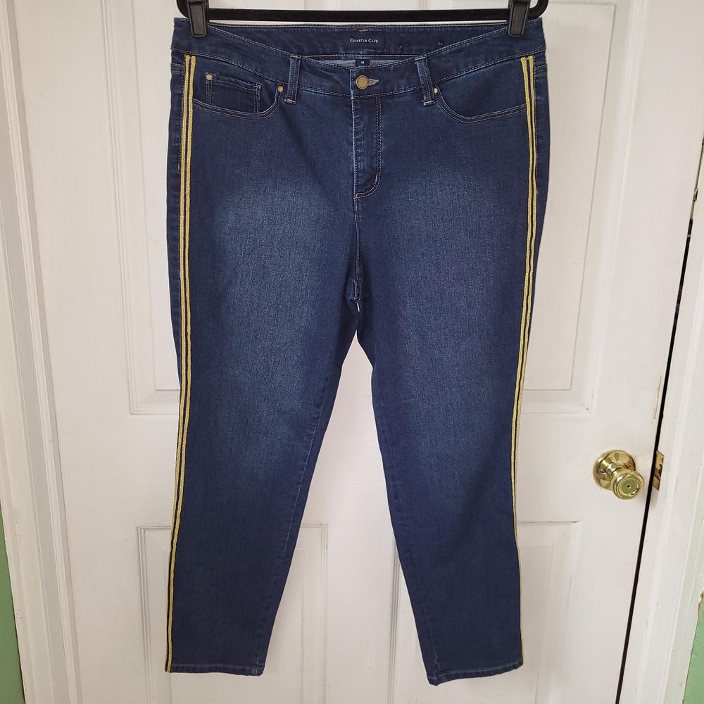 Charter Club Blue and Gold Ankle Cropped Jeans - 14